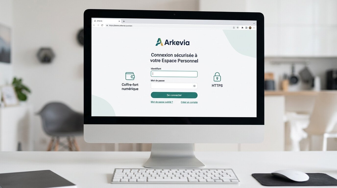 Page de connexion sécurisée à l'espace personnel du coffre-fort numérique Arkevia.
