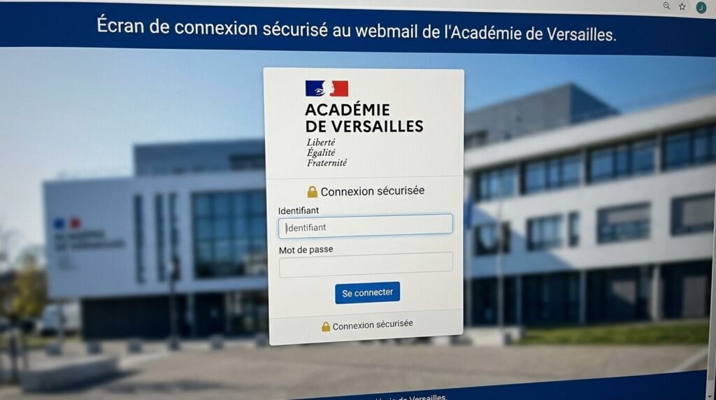 Écran de connexion sécurisé au webmail de l'Académie de Versailles.